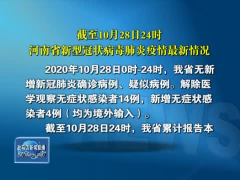 截至10月28日24时河南省新型冠状病毒肺炎疫情最新情况