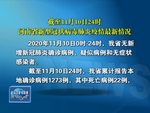 截至11月10日24时河南省新型冠状病毒肺炎疫情最新情况