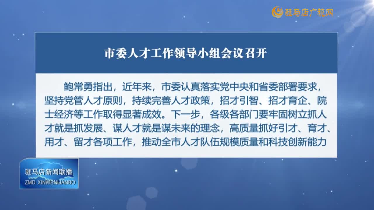 市委人才工作領導小組會議召開