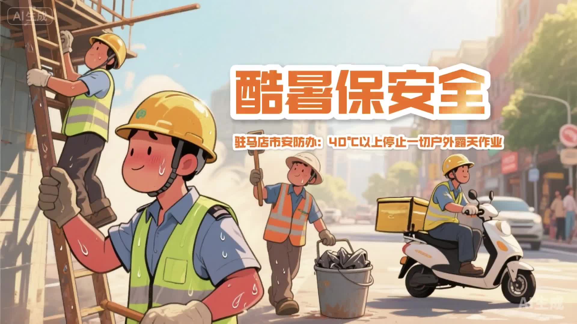 酷暑保安全！驻马店市安防办：40℃以上停止一切户外露天作业......|《今日驻马店》资讯第153期