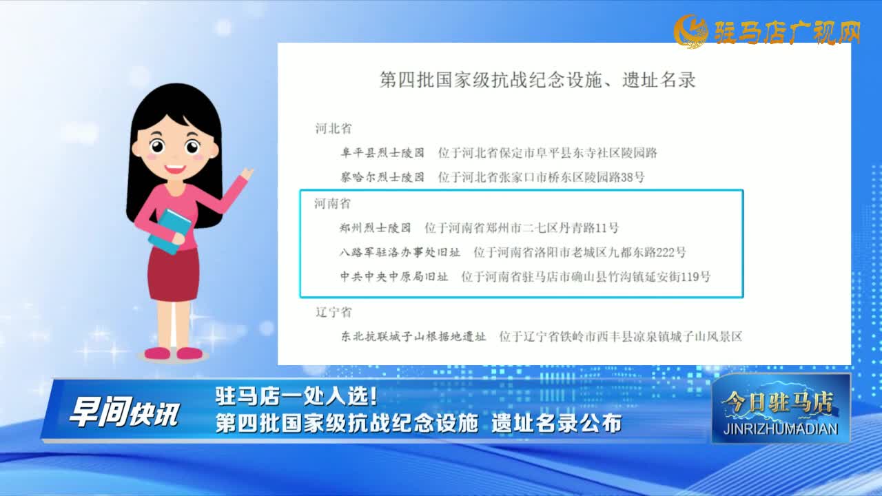 【早間快訊】駐馬店一處入選！第四批國家級抗戰(zhàn)紀(jì)念設(shè)施、遺址名錄公布......