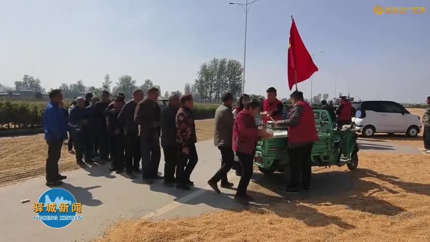 驿城区水屯镇赵桥村：党员干部服务秋收保粮安