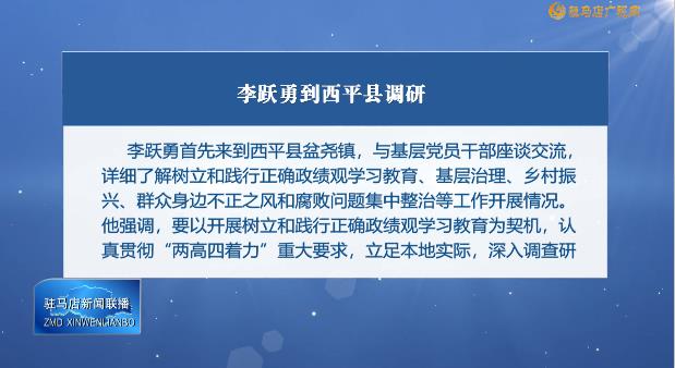 李跃勇到西平县调研